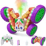 Tuengi Store Şarjlı Uzaktan Kumandalı Ledli Buhar Atan Stunt Car 360 Derece Spin Takla Atan Akrobat Joker Araba - Çok Renkli