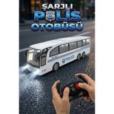 TUENGİ STORE Uzaktan Kumandalı Şarjlı Büyük Boy Polis Otobüsü - 30 cm Full Fonksiyonlu Işıklı Oyuncak Otobüs