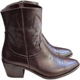 Tufan Shoes Kahve Hakiki Deri Işleme Detaylı Western Bot