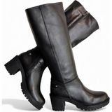 Tufan Shoes Siyah Hakiki Deri Fermuarlı Çizme