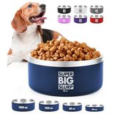 Tuff Pupper 1900 ml / 66 oz sağlam, büyük köpekler için yalıtımlı kap | çift duvarlı paslanmaz çelik mama kabı | kaymaz kauçuk taban | uzun ömürlü toz boyalı renkler (mavi)