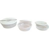 Tuffex 3lü Set Polo Tapper Yuvarlak Saklama Kabı Small - Beyaz