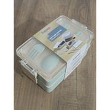 Tuffex Luno Kaliteli 600ML Lunch Box Yeni Koleksiyon 2 Katlı Yemek Kutusu Çatal Kaşık Dahil Sefer Tası - Pembe