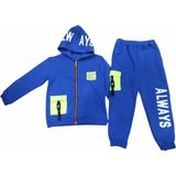 Tuffy Erkek Çocuk Always Yazı Desenli Fermuarlı Eşofman Takımı - 5 - 6 Yaş - Saks