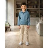 Tuffy Erkek Çocuk Mavi Polo Yaka Uzun Kollu Triko Kazak ve Bej