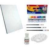 Tüftürük 35X50 cm Resim Tuvali Boyama Başlangıç Seti - Akrilik Boya Fırça Palet Tuval Seti