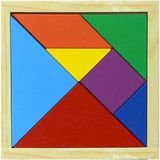 Tüftürük 7 Parça Eğitici Renkli Ahşap Orta Boy Tangram Akıl Zeka Mantık ve Strateji Oyunu