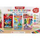 Tüftürük Fatih 12'li Sulu Boya - 12'li Kuru Boya - 12'li Pastel Boya - Avantajlı Boyama Seti
