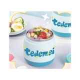 Tüftürük Paslanmaz Çelik Sızdırmaz Kaşıklı Saklama Kabı Beslenme Kabı 450 ml - Mavi