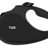 TUG Küçük 360° Dolaşmayan Geri Çekilebilir Köpek Tasması Kaymaz Saplı | 3 m Naylon Bant | Tek Elle Fren, Duraklat, Kilit (Siyah/Gri)