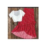 Tuğba Ceylin Butik Kadın yazlık çiçekli fırfırlı etek