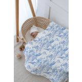 Tuğba Kuğu 4 Kat Müslin Battaniye (100x120) - Blue Toile De Jouy