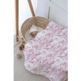 Tuğba Kuğu 4 Kat Müslin Battaniye (100x120) - Pink Toile De Jouy