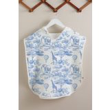 Tuğba Kuğu 4 Kat Müslin Panço - Blue Toile De Jouy