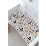 Tuğba Kuğu Bebek Boy Lastikli Çarşaf Seti - Cartoon Serisi - Mickey ve Arkadaşları Pattern