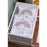 Tuğba Kuğu For Baby Serisi Pembe Gökkuşağı 60x100 cm Anne Yanı Beşik Nevresim Takımı