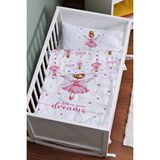 Tuğba Kuğu For Baby Serisi Topuzlu Pembe Peri 60x100 cm Anne Yanı Beşik Nevresim Takımı