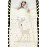 Tuğba Kuğu Hipoalerjenik Peluş Çift Yüz Battaniye Çiçek Boynuzlu Bambi 80 x 120 cm 0 - 5 Yaş - Ekru