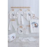 Tuğba Kuğu Organik 11'li Hastane Çıkışı - For Baby - Aya Uzanan Ayı - 0 - 3 Ay - 01.Ekru