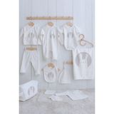 Tuğba Kuğu Organik 11'li Hastane Çıkışı - Pure Baby - Gri Zeminli Beyaz Tavşan - 0 - 3 Ay - 01.Ekru