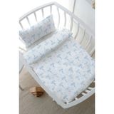 Tuğba Kuğu Park Beşik Nevresim Takımı (80X120) - Pureline Series - Blue Dainty Bow - Ekru - 80 x 120 cm