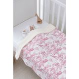 Tuğba Kuğu Peluş Çift Yüz Battaniye - Pink Toile De Jouy