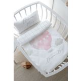 Tuğba Kuğu Pure Baby Serisi Bulutlu Pembe Hava Balonu 60x100 cm Anne Yanı Beşik Nevresim Takımı