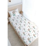 Tuğba Kuğu Tek Kişilik Lastikli Çarşaf Seti - For Baby Serisi - Salopetli Tavşan - 90 x 190 cm - Renkli