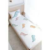 Tuğba Kuğu Tek Kişilik Lastikli Çarşaf Seti - Iconic Serisi - Renkli Dinozorlar - 90 x 190 cm