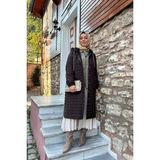 Tuğba Sarı Kahverengi Giy Çık Uzun Kadın Mont - 1