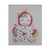 TUĞBArt 40x40 cm Unicorn Model Özel Kesim Çocuk Duvar Saati Renkli Eğlenceli Lazer Kesim Uv Baskılı