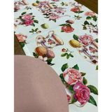 Tuğçe Demir Home Desıgn Çay Saati Desen Runner Supla (Amerikan Servis) Takım - 45 x 130 cm - Pembe - Beyaz