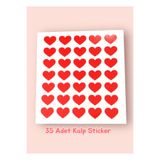 tugce shopping Kırmızı kalpli Sticker Seti 35li Dekoratif Kalp Etiket Süsleme Paketleme Sevgi Defter Ajanda