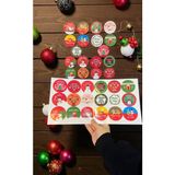 Tuğçe Shopping Yılbaşı Sticker Seti 36 Adet Mutlu Yıllar Happy New Year Hediye Etiketi Noel Yuvarlak Etiket Paket 5cm