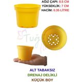 Tuğel Flowers 20 Adet Küçük Boy Plastik Sarı Renk Çiçek Üretim Saksısı (8.5 Cm.lik) Alt Tabaksız