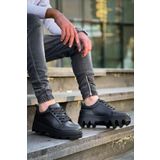 TUGERDİ Kb-056 Kuback Siyah Cilt Siyah Yüksek Taban Günlük Spor Ayakkabı