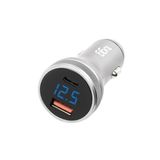 TUGG 38W Çift Girişli Araç Şarj Cihazı | USB-A + Type-C PD Hızlı Şarj | 12V/24V Araç Uyumu, LED Voltaj Göstergesi, Alman Teknolojisi, Metal Gövde – Gri 104500 Kfz