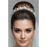 Tugiba Gelin Aksesuarı, Kristal Taşlı Nikah, Nişan Saç Aksesuarı, Tokası ve Gelin Tacı (Tesettür)