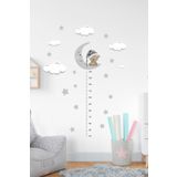 TUGİBU Bebek Odası Ay Gri Yıldız Boy Ölçer Duvar Sticker Seti