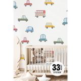 TUGİBU Renkli Arabalar Sticker Seti, Dekoratif Araba Sticker, Çocuk Odası Araba Duvar Sticker Seti