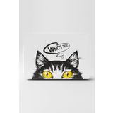 TUGİBU Sarı Uyumlu Laptop Sticker Kaplama Notebook Macbook Beyaz Kedi