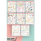 TUGİBU Sticker Haftalık Planlayıcı Planner Etiket Seti ,ajanda, Defter, 500 Adet