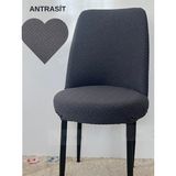 Tuğla Desen Oval Sandalye Kılıfı Likralı Esnek Yıkanabilir Lastikli Sandalye Örtüsü (6 Adet ) - 45 x 55 cm - Antrasit
