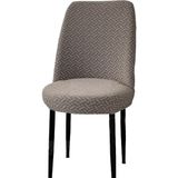 Tuğla Desen Oval Sandalye Kılıfı Likralı Esnek Yıkanabilir Lastikli Sandalye Örtüsü (6 Adet ) - 45 x 55 cm - Vizon