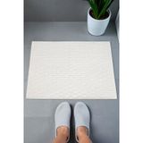 Tuğla Desenli 2Li Ayak Havlusu - 50X70 Cm - Su Emici Banyo Paspası Seti - Beyaz