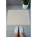 Tuğla Desenli 2li Ayak Havlusu - 50x70 cm - Su Emici Banyo Paspası Seti - Krem - 00104