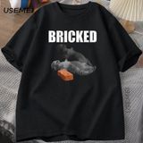 Tuğla Komik Kedi Dışarı Çıkmış T-Shirt Kedi Meme Taptal Kediler Tshirt Yaz Erkek Kısa 2930 - Siyah