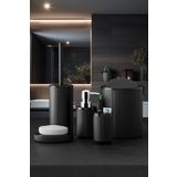 Tugomer 5 Parça Lüx Banyo Seti - Dekoratif Yuvarlak Pratik Kapak Çöp Kovası Diş Fırçalık Sabunluk Fırça Seti