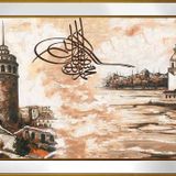 Tuğra Eski Galata ve Kız Kuleleri Motifli Kanvas Tablo DBSANAT1379213