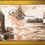 Tuğra Eski Galata ve Kız Kuleleri Motifli Kanvas Tablo DBSANAT1379313